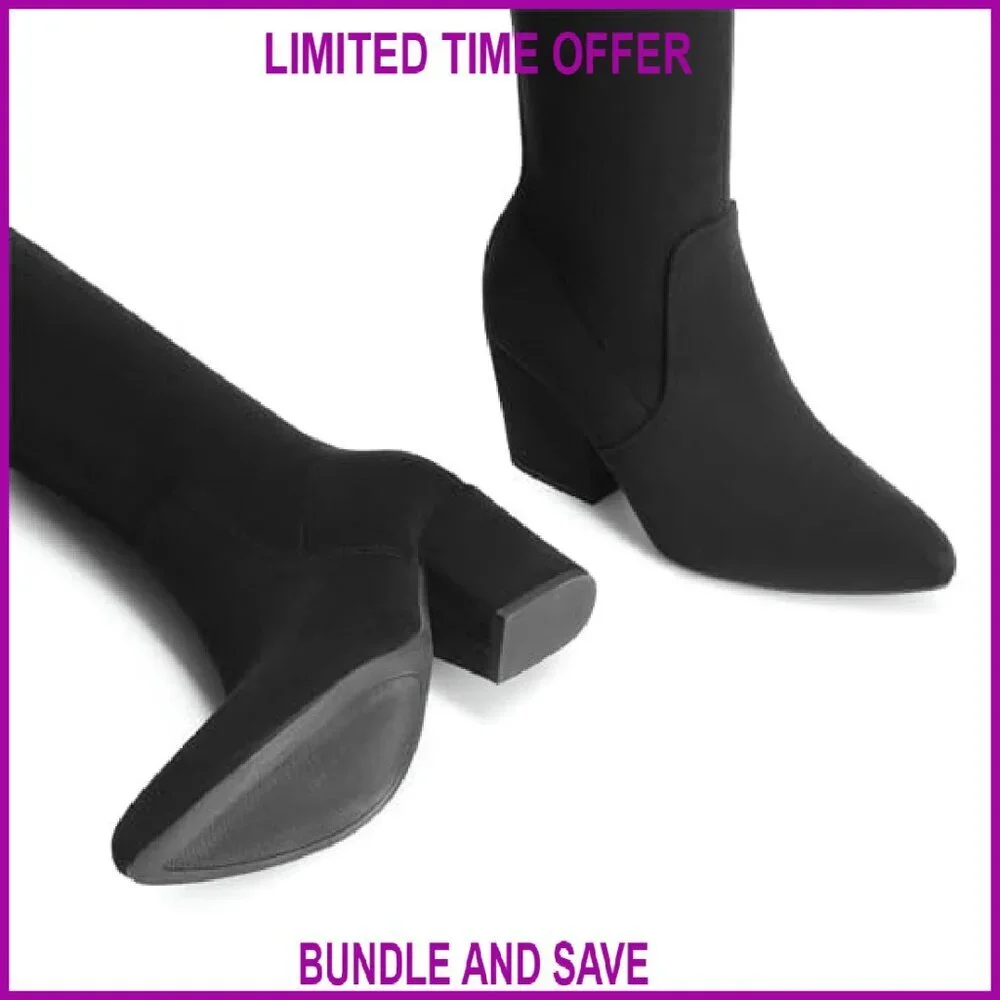 Women's Over-the-Knee Boots Pointed Toe Block Heel Thigh High Fashion